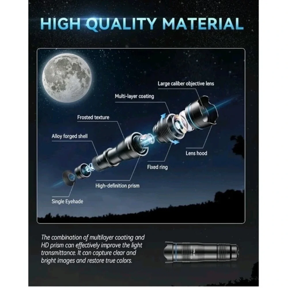 APEXEL HD 28x Long Range Monocular Zoom Telephoto Lens With‎ Tripod for Phones